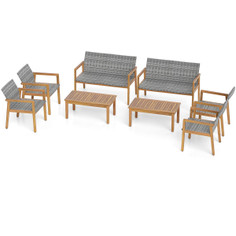 8-Piece Outdoor Acacia Wood Frame Patio Set product